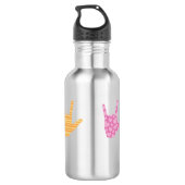 ASL Signsprache I Liebe Sie mit Muster Design Edelstahlflasche (Rückseite)