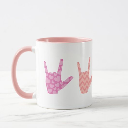 ASL Signsprache I Liebe You Colors Patterns Tasse (Links)