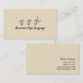 ASL, Signsprache, Übersetzer, Visitenkarte (Vorne/Hinten)