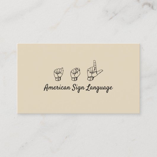 ASL, Signsprache, Übersetzer, Visitenkarte (Vorderseite)