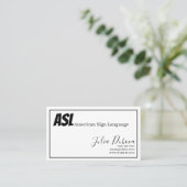 ASL, Signsprache, Übersetzer, Visitenkarte (Stehend Vorderseite)