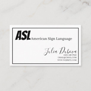ASL, Signsprache, Übersetzer, Visitenkarte