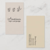 ASL, Signsprache, Übersetzer, Visitenkarte (Vorne/Hinten)