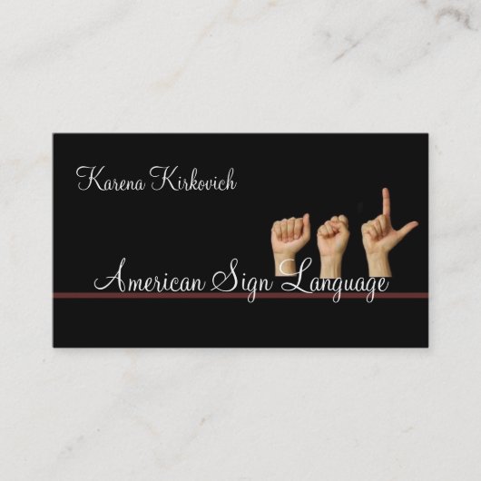 ASL, Signsprache, Übersetzer, Visitenkarte (Vorderseite)