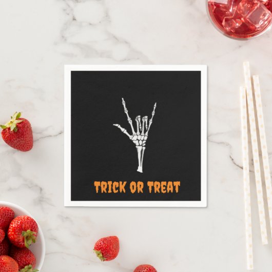 ASL Skeleton ILY Hand-Trick oder Treat! Serviette (Beispiel)