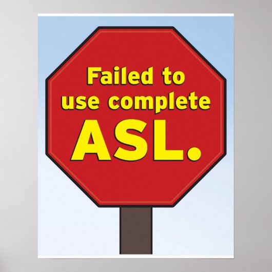 ASL Stopp-Zeichen für Lehrer Poster (Vorne)