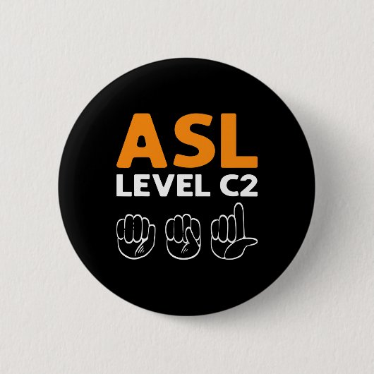 ASL - Stufe C2. ASL Awareness Hand Sign Language D Button (Vorderseite)