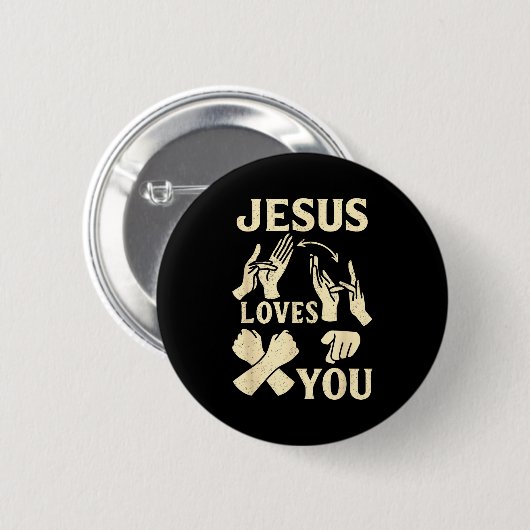 Asl Teacher American Sign Language Christian Jesus Button (Vorne & Hinten)