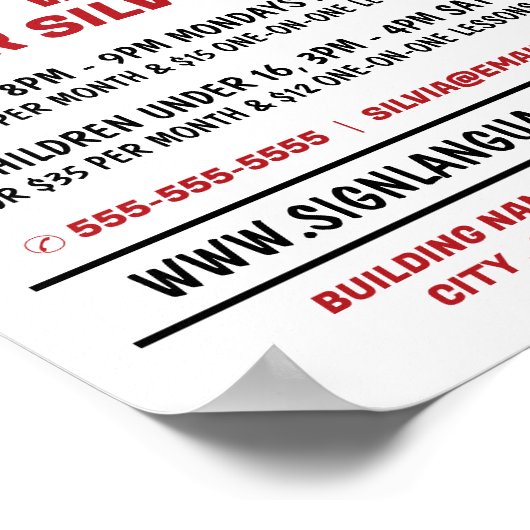 ASL Thumbs-up Gesture Sign Language Course Advert Poster (Ecke)