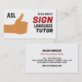 ASL Thumbs-up Gesture Sign Language Tutor, Lehrer Visitenkarte (Vorne/Hinten)