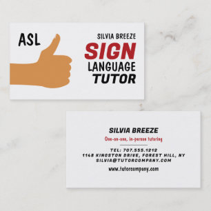 ASL Thumbs-up Gesture Sign Language Tutor, Lehrer Visitenkarte