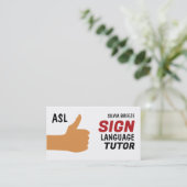 ASL Thumbs-up Gesture Sign Language Tutor, Lehrer Visitenkarte (Stehend Vorderseite)