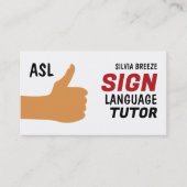ASL Thumbs-up Gesture Sign Language Tutor, Lehrer Visitenkarte (Vorderseite)