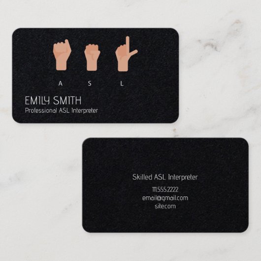 ASL Translator Interpreter Visitenkarte (Vorne/Hinten)