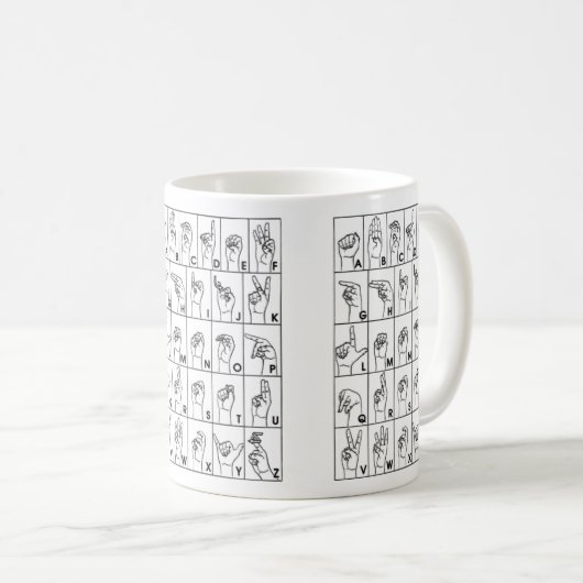 Asl-Zeichen-Sprachalphabet-Kaffeetasse-Tasse Kaffeetasse (VorderseiteRechts)
