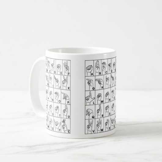 Asl-Zeichen-Sprachalphabet-Kaffeetasse-Tasse Kaffeetasse (Vorderseite Links)