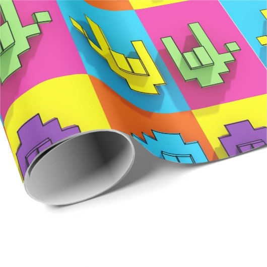 ASL-Zeichensprache-Pixel-Liebe-Pop-Wrapping-Papier Geschenkpapier (Rolleneckpunkt)