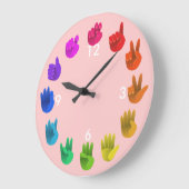 ASL Zeichensprache Regenbogenfarbrad Große Wanduhr (Winkel)