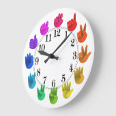 ASL Zeichensprache Regenbogenfarbrad Große Wanduhr (Winkel)
