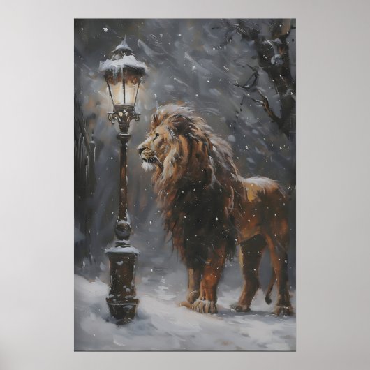 Aslan Lamppost Narnia Art Poster, Lion Printable Poster (Vorne)