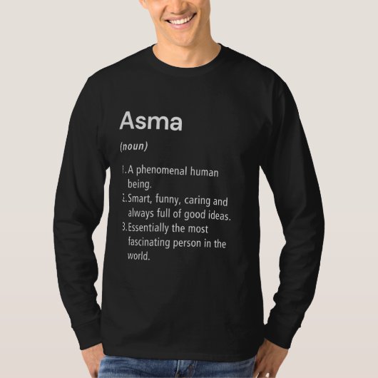 Asma Name Definition Funny Dictionary T-Shirt (Vorderseite)