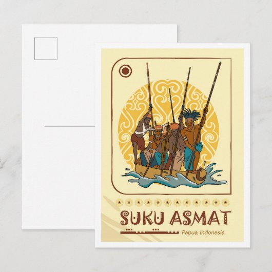 Asmat Papua Indonesia Travel Postkarte (Vorne/Hinten)