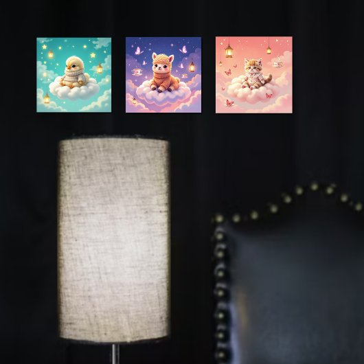 ASMR Alpaca, Chick, Kitten Wall Art Set von 3