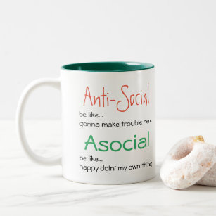 Asoziales nicht antisoziales: Positiv Introvert Zweifarbige Tasse
