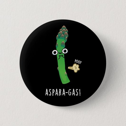 Aspara-Gas Funny Asparagus Veggie Pun Dark BG Button (Vorderseite)