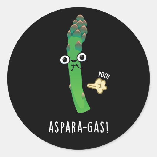 Aspara-Gas Funny Asparagus Veggie Pun Dark BG Runder Aufkleber (Vorderseite)