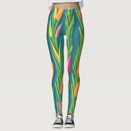 Asparagus Geometric Personalisiertes Muster Leggings (Vorderseite)