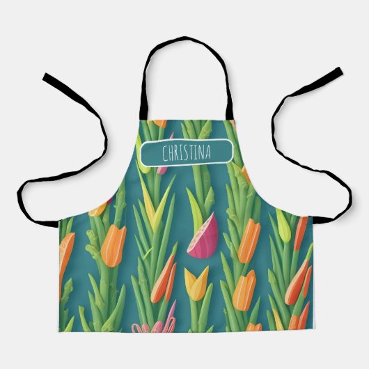 Asparagus Geometric Personalisiertes Muster Schürze (Vorderseite)