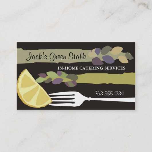 Asparagus lemon fork chef catering business cards visitenkarte (Vorderseite)