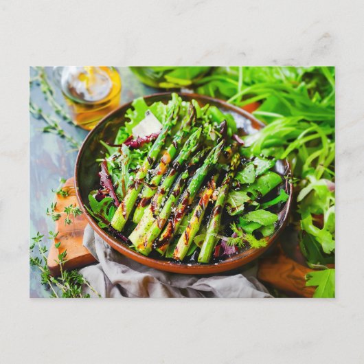 Asparagus Salat mit gemischten Grüntönen Feiertagspostkarte (Vorderseite)