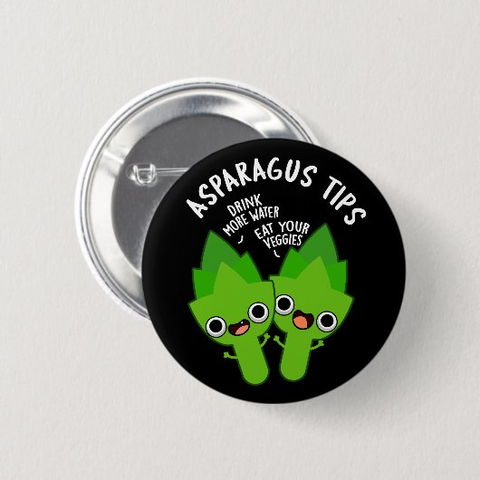 Asparagus Tipps Funny Veggie Pun Dark BG Button (Vorne & Hinten)