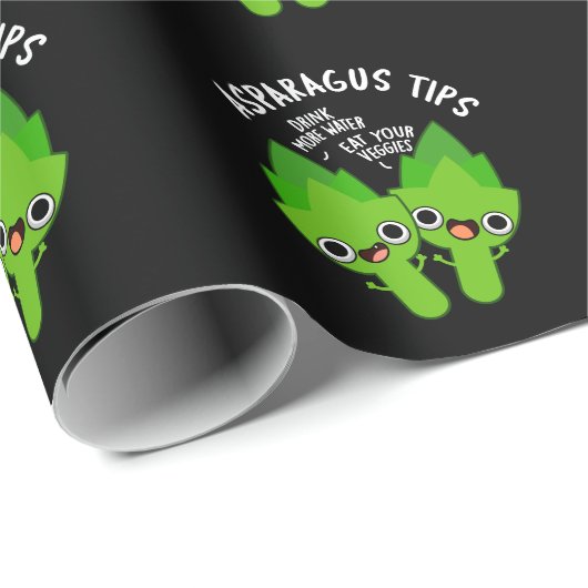 Asparagus Tipps Funny Veggie Pun Dark BG Geschenkpapier (Rolleneckpunkt)