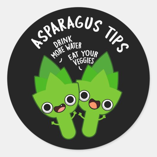 Asparagus Tips Funny Veggie Pun Dark BG Runder Aufkleber (Vorderseite)