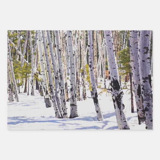 Aspen Bäume im Wald Geschenkpapier Set (Vorderseite 3)
