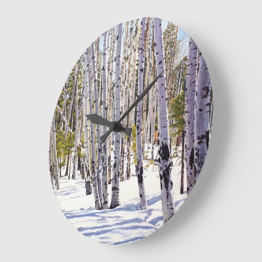 Aspen Bäume im Wald Große Wanduhr (Winkel)