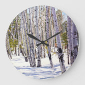 Aspen Bäume im Wald Große Wanduhr (Vorderseite)