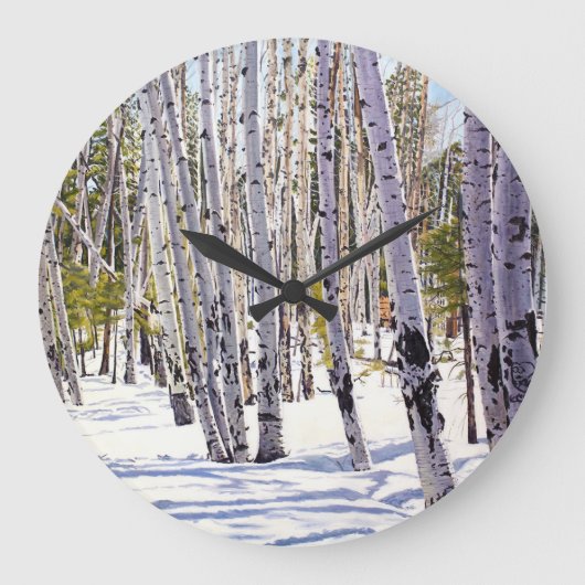 Aspen Bäume im Wald Große Wanduhr (Vorderseite)