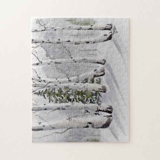 Aspen-Bäume im Winterpuzzlespiel Puzzle (Vertikal)