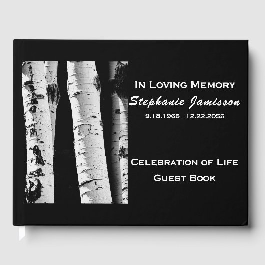 Aspen Bäume Schwarz und Weiß, Feiern des Lebens Gästebuch (Vorderseite)
