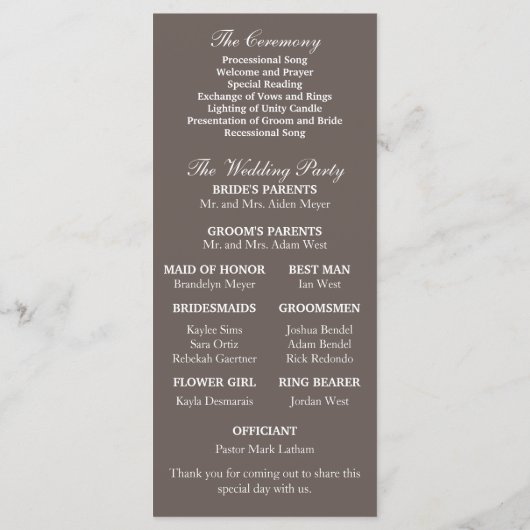 Aspen Birch Trees Wedding Program Programm (Rückseite)