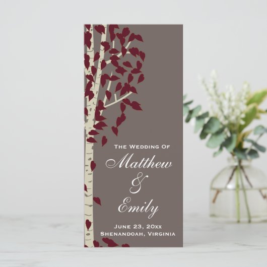 Aspen Birch Trees Wedding Program Programm (Stehend Vorderseite)