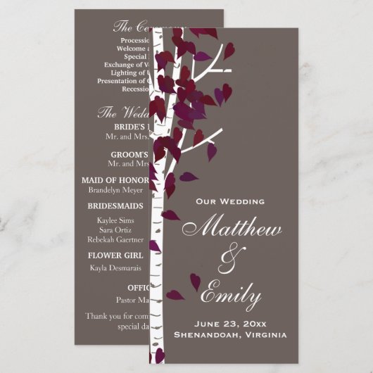 Aspen Birch Trees Wedding Program Programm (Vorne/Hinten)