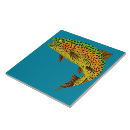 Aspen-Blatt-Regenbogenforelle 1 Fliese (Seite)