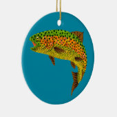 Aspen-Blatt-Regenbogenforelle 1 Keramik Ornament (Rechts)