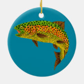 Aspen-Blatt-Regenbogenforelle 1 Keramik Ornament (Hinten)