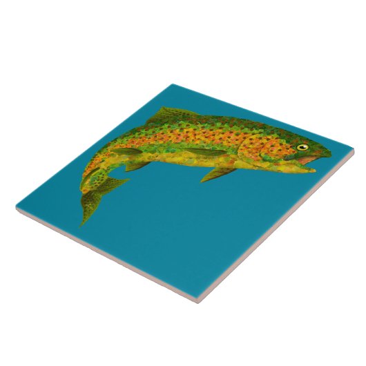 Aspen-Blatt-Regenbogenforelle 4 Fliese (Seite)